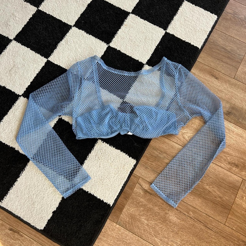 Urban Outfitters Blue Mesh Crop Top